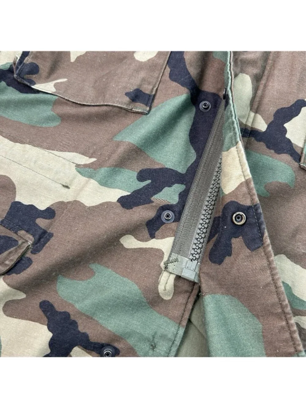 M65 Woodland Camo Cold Weather Field Coat Jacket Long Sleeve Mens Medium Long